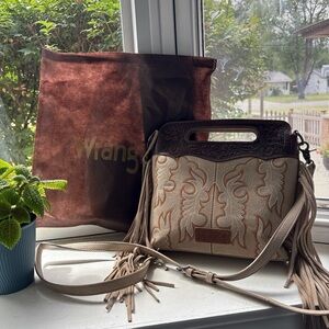 Wrangler Brown and Cream Crossbody Bag with Structured Design